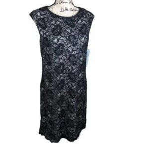 Maggy London Black Lace Illusion Sleeveless Dress 12 NWT